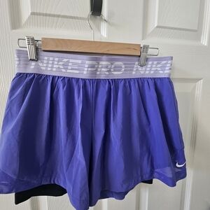 Nike Pro Dri-FIT 2-in-1 Training Shorts Purple/Black Size Large